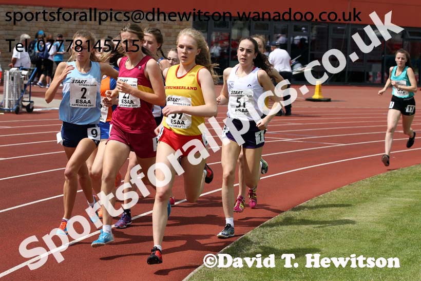 Inter girls 1500 metres, 2015 English Schools, Gateshead. Photo: David T. Hewitson/Sports for All Pics